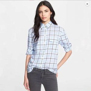 Equipment Signature Plaid Cotton Shirt in Blue Size M